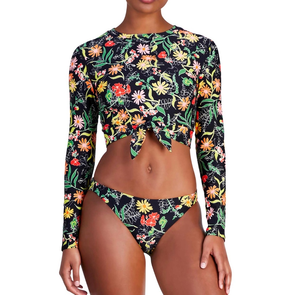 KATE SPADE 2 pc CROPPED LONG SLEEVE RASH GUARD TOP & BOTTOM- ROOFTOP GARDEN NWT